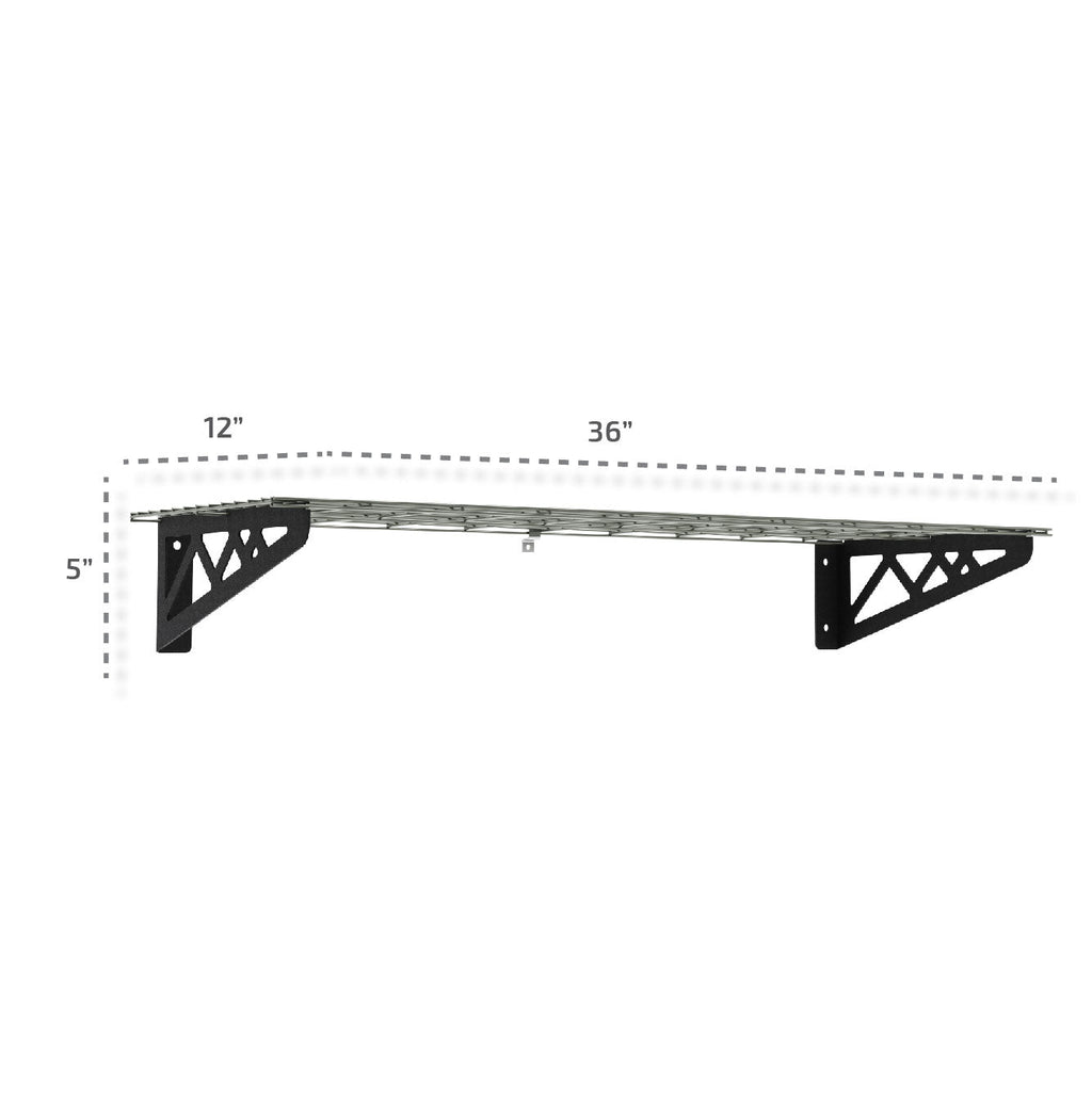 12’’ x 36’’ Wall Shelves (Two Pack with Hooks) - Wall