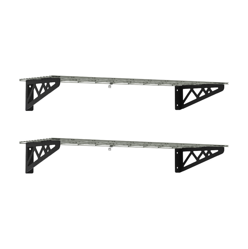 12’’ x 36’’ Wall Shelves (Two Pack with Hooks) - Wall
