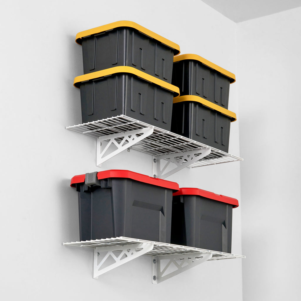 12’’ x 36’’ Wall Shelves (Two Pack with Hooks) - Wall