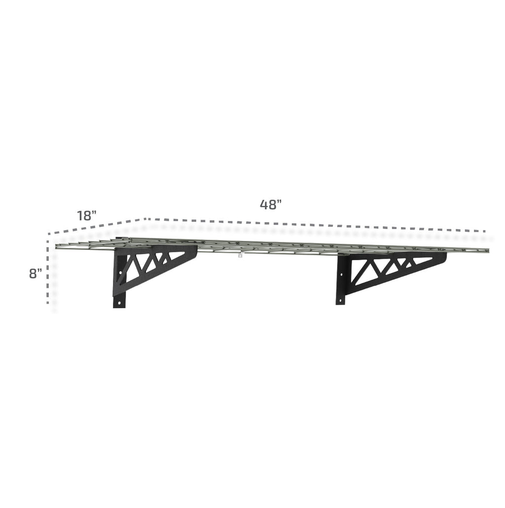 18’’ x 48’’ Wall Shelves (Two Pack with Hooks) - Wall