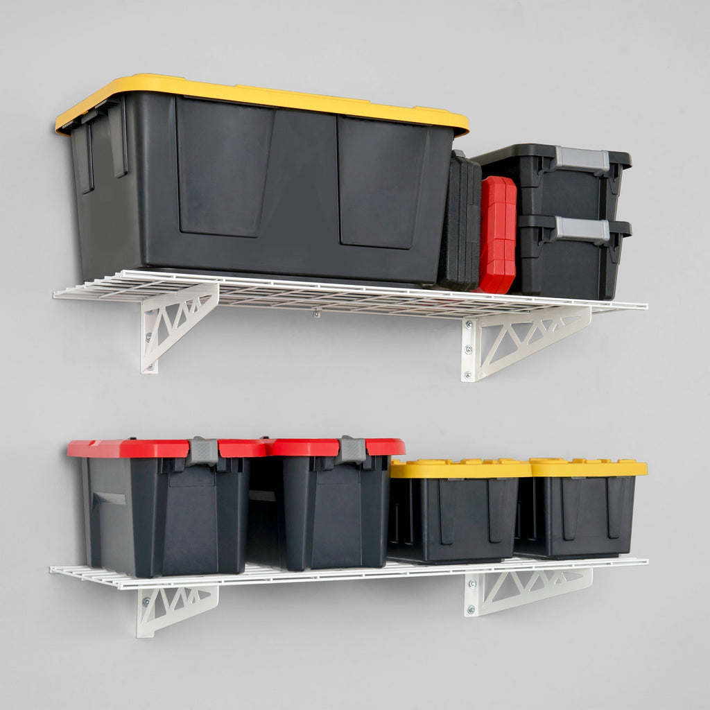 18’’ x 48’’ Wall Shelves (Two Pack with Hooks) - Wall