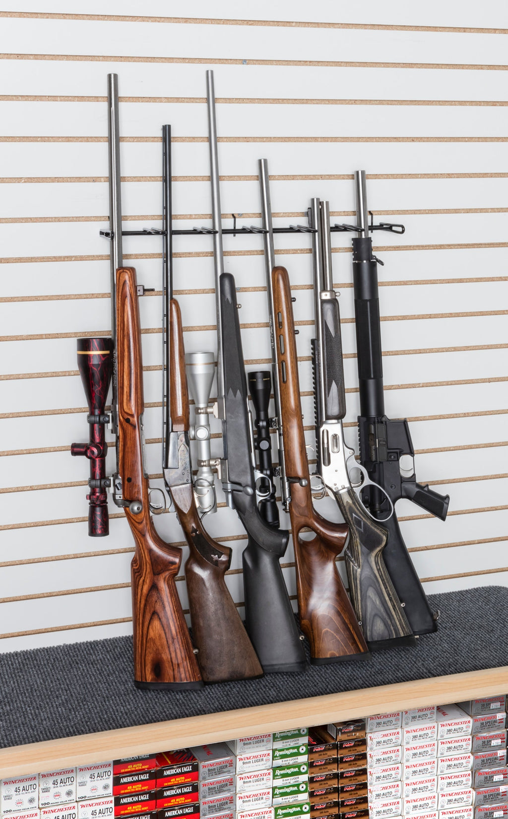 2' 6-Barrel "In-Line" Rifle Barrel Rest, For Slat Wall (SKU 6290)