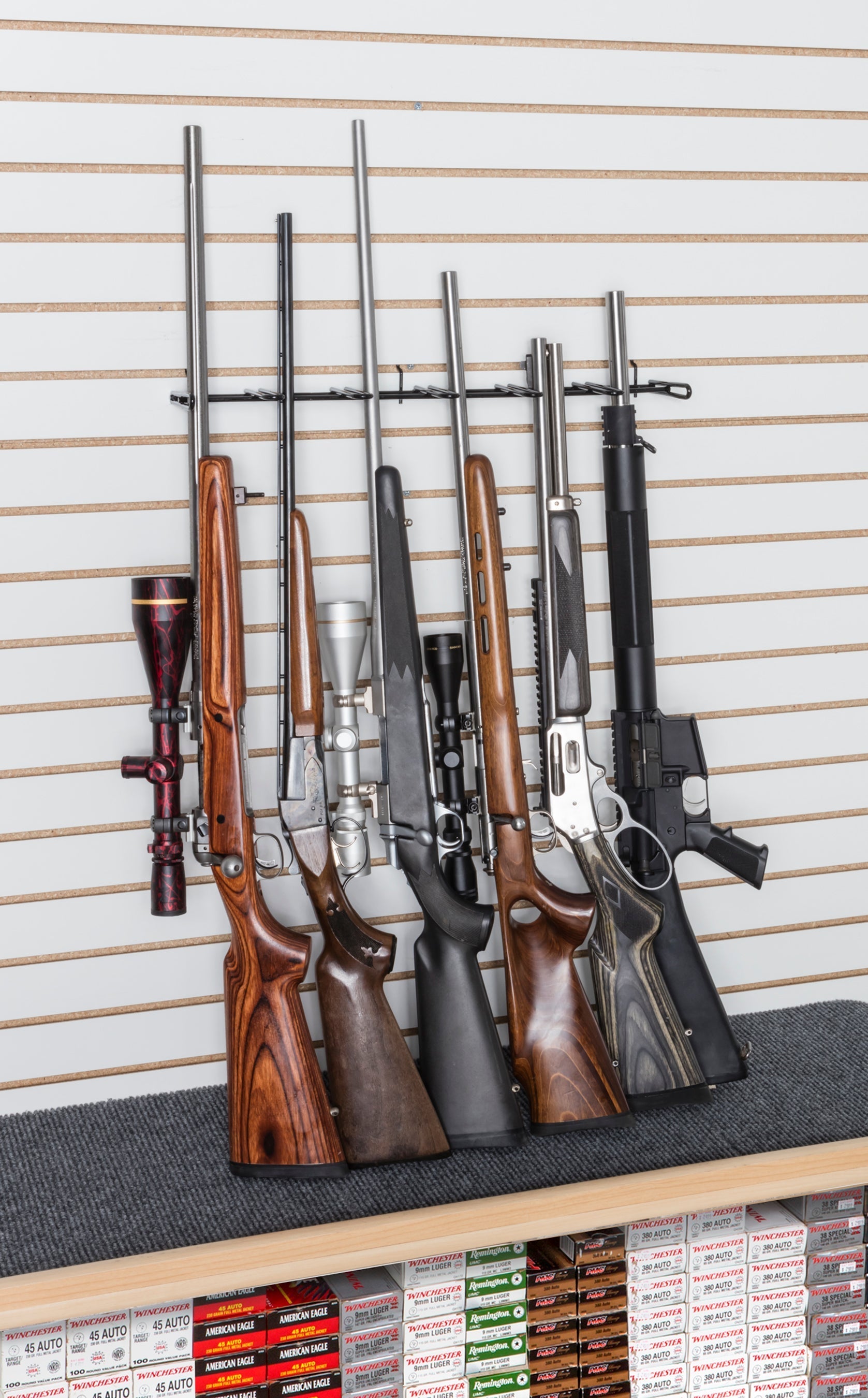 2' 6-Barrel "In-Line" Rifle Barrel Rest, For Slat Wall (SKU 6290)