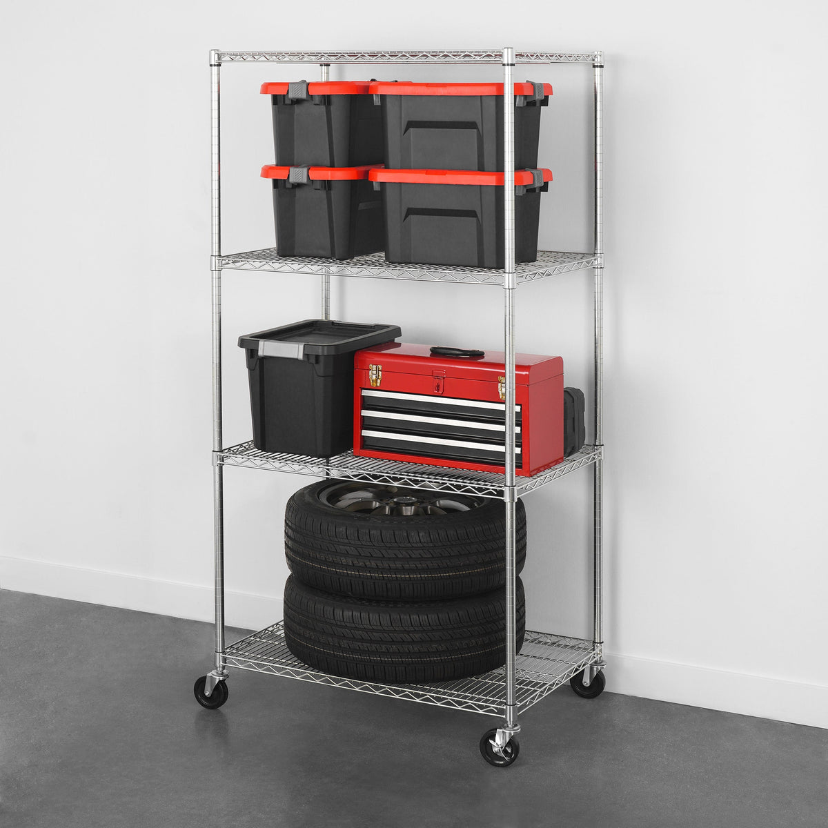 24’ x 36’ 72’ 4 - Tier Wire Rack - Shelving