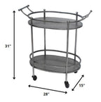 15 X 28 X 31 Bronze Antique Oval  Service Cart