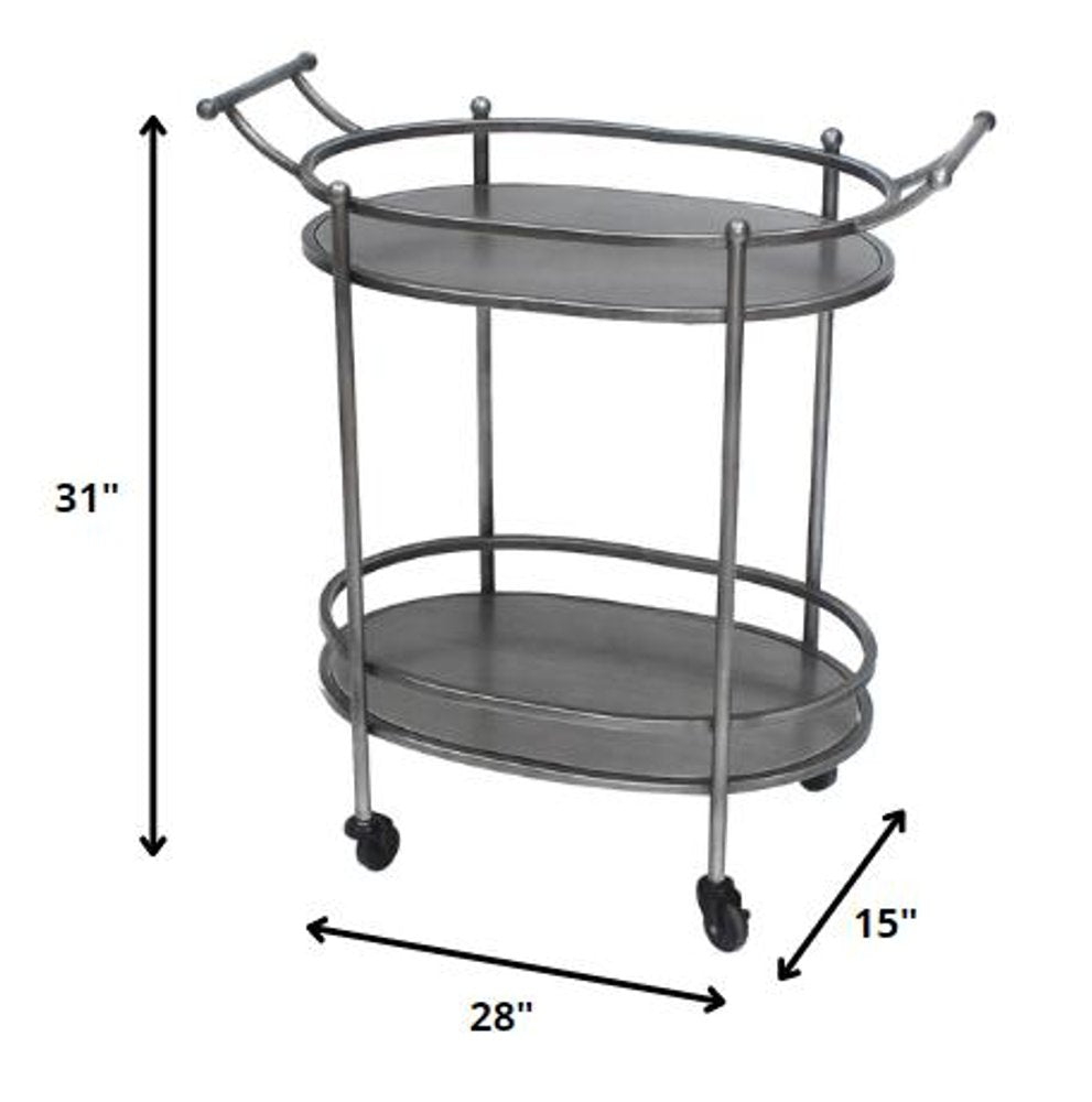 15 X 28 X 31 Bronze Antique Oval  Service Cart
