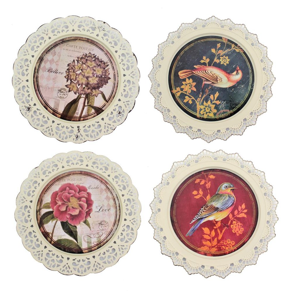 Set of Four Brown And White Bird No Entertainment No Food & Beverage No Fantasy & Sci-Fi Flower Metal No People Circle No Spiritual & Religious