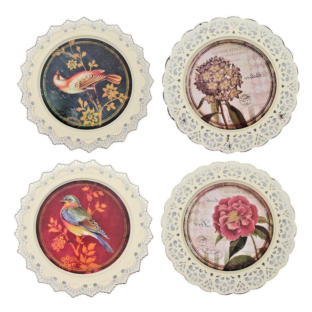 Set of Four Brown And White Bird No Entertainment No Food & Beverage No Fantasy & Sci-Fi Flower Metal No People Circle No Spiritual & Religious