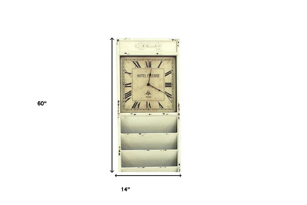 60" X 14" Off White Metal Hanging Wall Decor