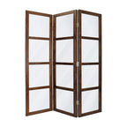 84" Brown Folding Three Panel Screen Room Divider