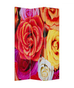 72" Red Canvas Folding Three Panel Screen Room Divider