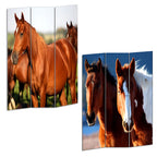 72" Brown And White Canvas Folding Three Panel Screen Room Divider