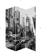 72" Gray Canvas Folding Three Panel Screen Room Divider