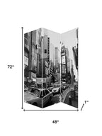 72" Gray Canvas Folding Three Panel Screen Room Divider