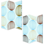 72" Blue Canvas Folding Three Panel Screen Room Divider