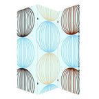 72" Blue Canvas Folding Three Panel Screen Room Divider