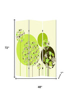 72" Green Canvas Folding Three Panel Screen Room Divider