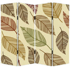 84" Brown Canvas Folding Four Panel Screen Room Divider