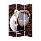 72" Brown Canvas Folding Three Panel Screen Room Divider