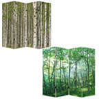 84" Green Canvas Folding Four Panel Screen Room Divider
