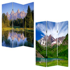 72" Blue And Green Canvas Folding Three Panel Screen Room Divider