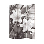 72" Gray Canvas Folding Three Panel Screen Room Divider