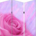 72" Pink Canvas Folding Three Panel Screen Room Divider