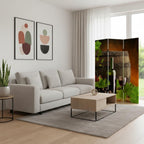 72" Green Canvas Folding Three Panel Screen Room Divider