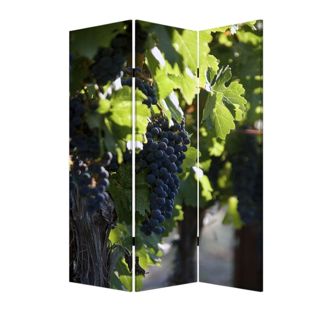 72" Green Canvas Folding Three Panel Screen Room Divider