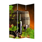 72" Green Canvas Folding Three Panel Screen Room Divider
