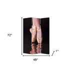 72" Black Canvas Folding Three Panel Screen Room Divider