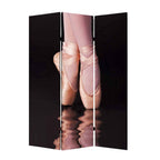 72" Black Canvas Folding Three Panel Screen Room Divider