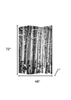 72" Gray And White Canvas Folding Three Panel Screen Room Divider