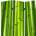 72" Green Canvas Folding Three Panel Screen Room Divider