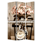 72" Brown Canvas Folding Three Panel Screen Room Divider