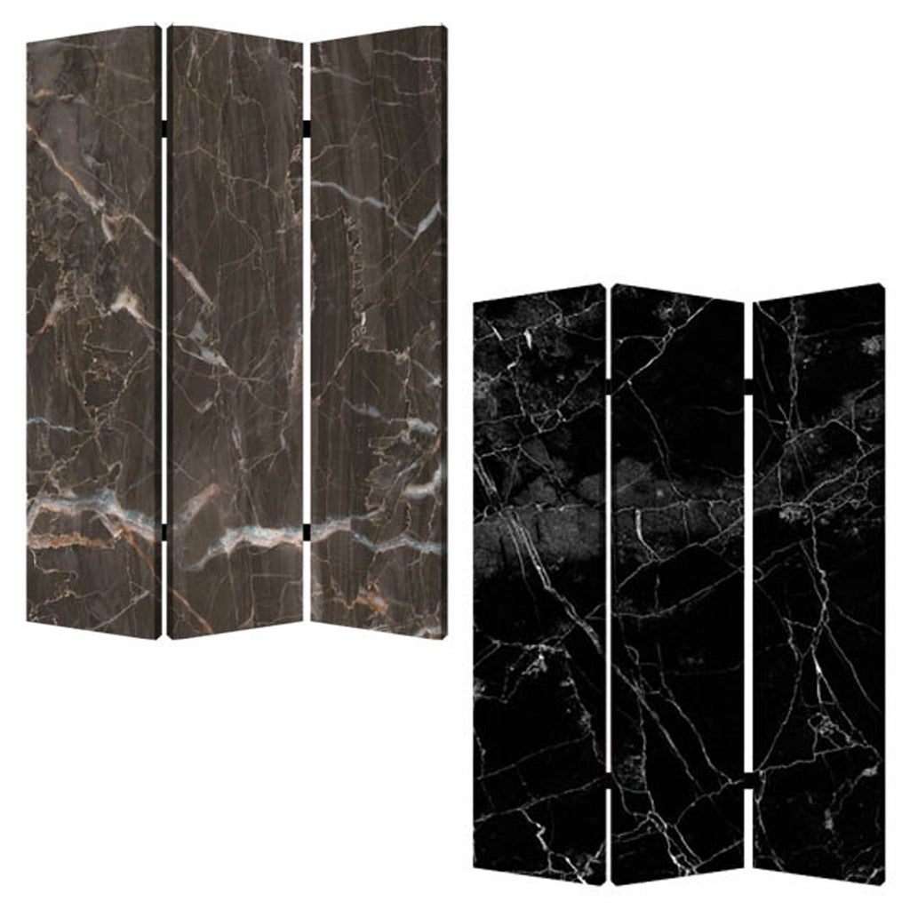 72" Gray Canvas Folding Three Panel Screen Room Divider