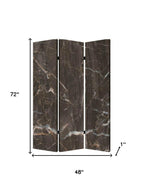 72" Gray Canvas Folding Three Panel Screen Room Divider