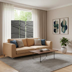 72" Gray Canvas Folding Three Panel Screen Room Divider