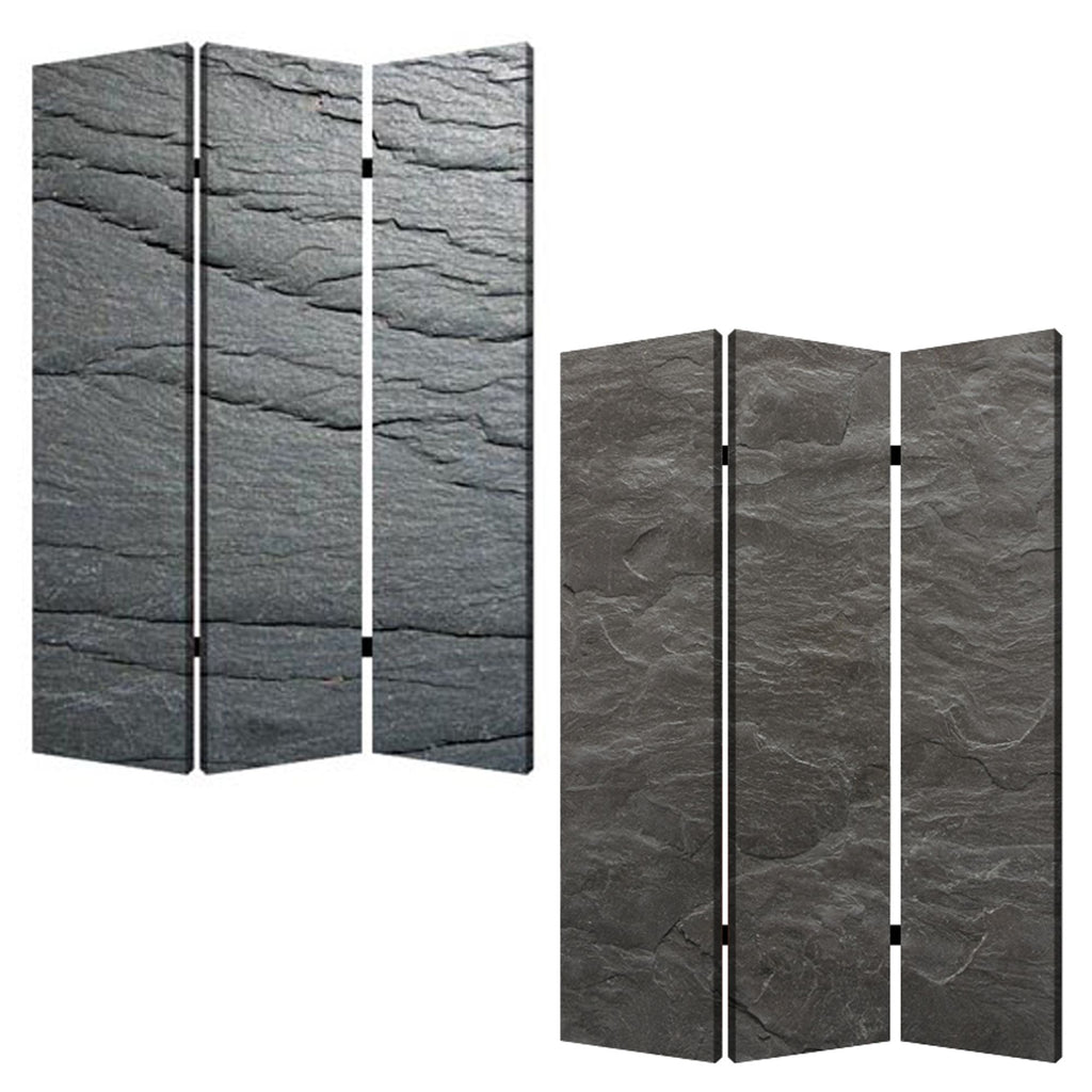 72" Gray Canvas Folding Three Panel Screen Room Divider
