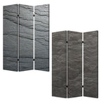 72" Gray Canvas Folding Three Panel Screen Room Divider