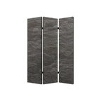 72" Gray Canvas Folding Three Panel Screen Room Divider