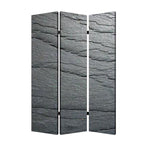 72" Gray Canvas Folding Three Panel Screen Room Divider