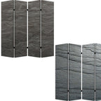 84" Gray Canvas Folding Four Panel Screen Room Divider