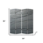 84" Gray Canvas Folding Four Panel Screen Room Divider