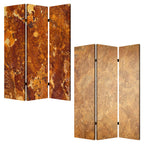 72" Brown Canvas Folding Three Panel Screen Room Divider