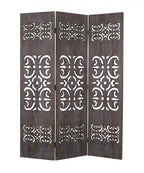 67" Brown Wood Folding Three Panel Screen Room Divider