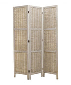 67" Beige Solid Wood Panel Screen Room Divider
