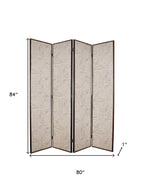 84" Beige Fabric Folding Four Panel Screen Room Divider