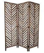 72" Brown Wood Folding Three Panel Screen Room Divider
