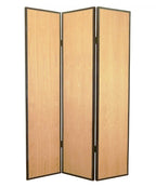 71" Natural Wood Folding Three Panel Screen Room Divider